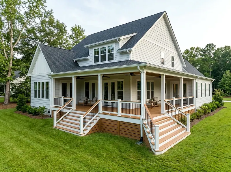 300 sq ft White Composite Farmhouse deck
