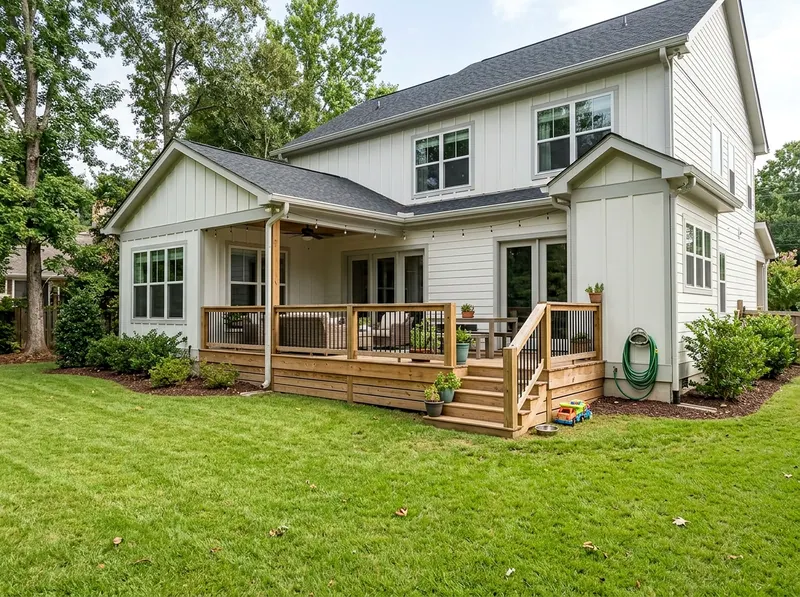 450 sq ft White Wood Modern Farmhouse deck