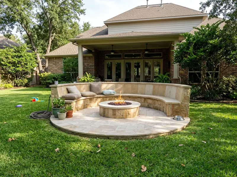 Compact Limestone Gas Luxury Resort fire pit