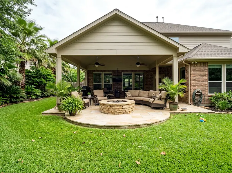 Large Limestone Masonry Tropical fire pit
