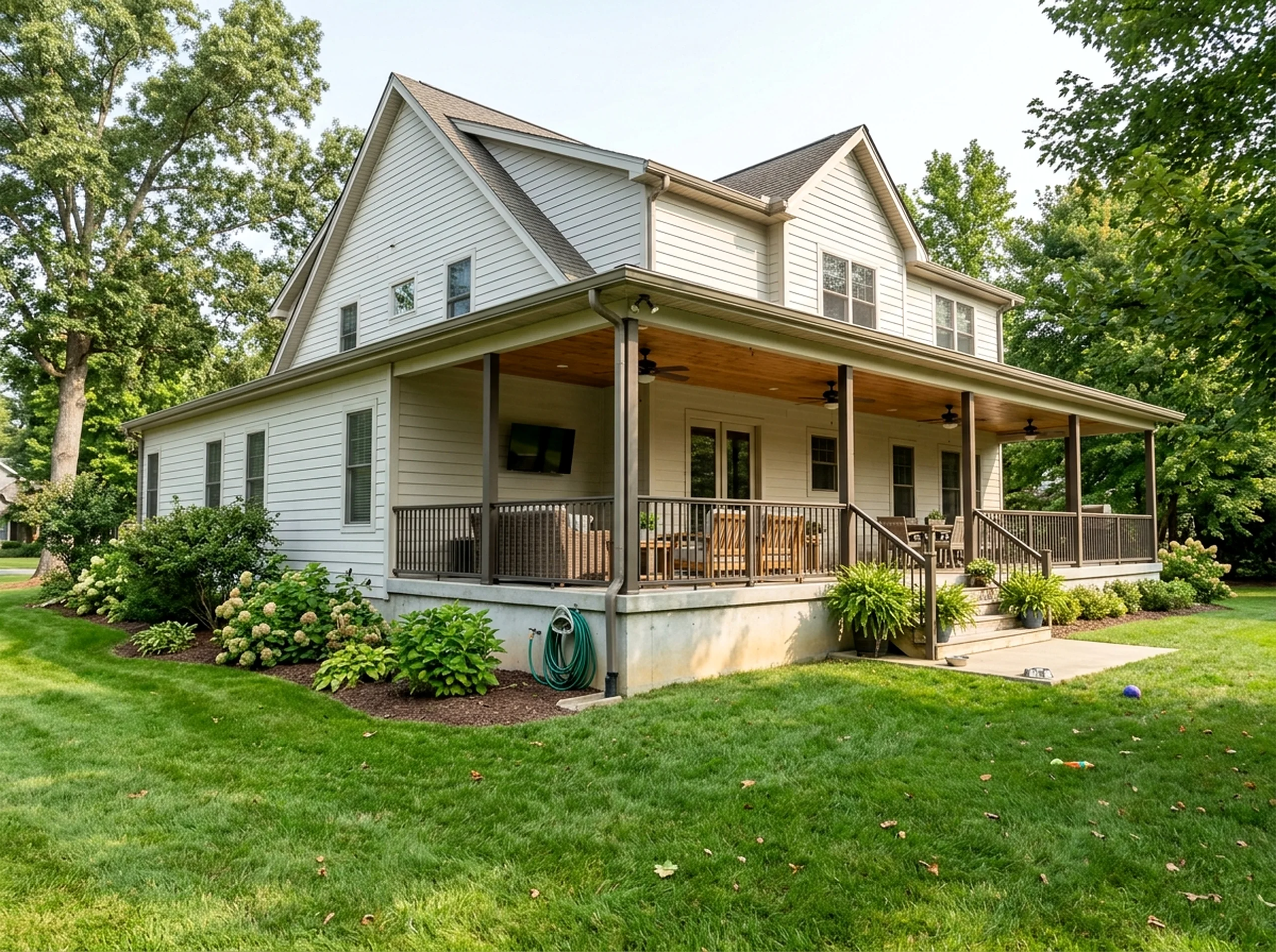 1000 sq ft Charcoal Mature planting Farmhouse landscaping