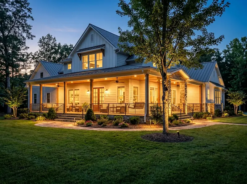 4 zones White Layered zones Farmhouse outdoor lighting
