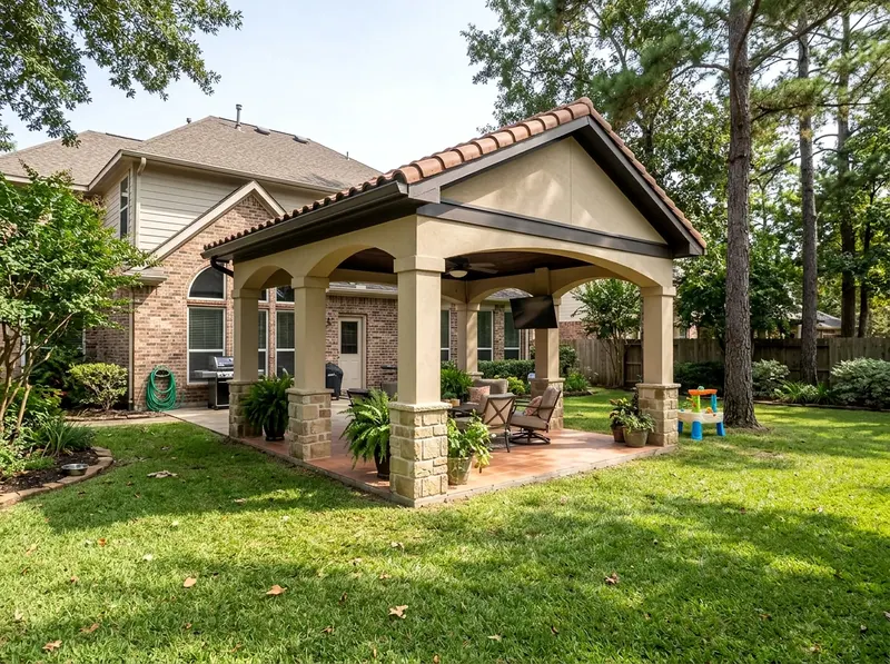 10×12 ft Charcoal Aluminum Mediterranean Gable Freestanding patio cover