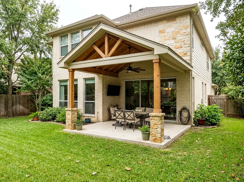 10×12 ft Limestone Insulated Modern Gable Attached patio cover
