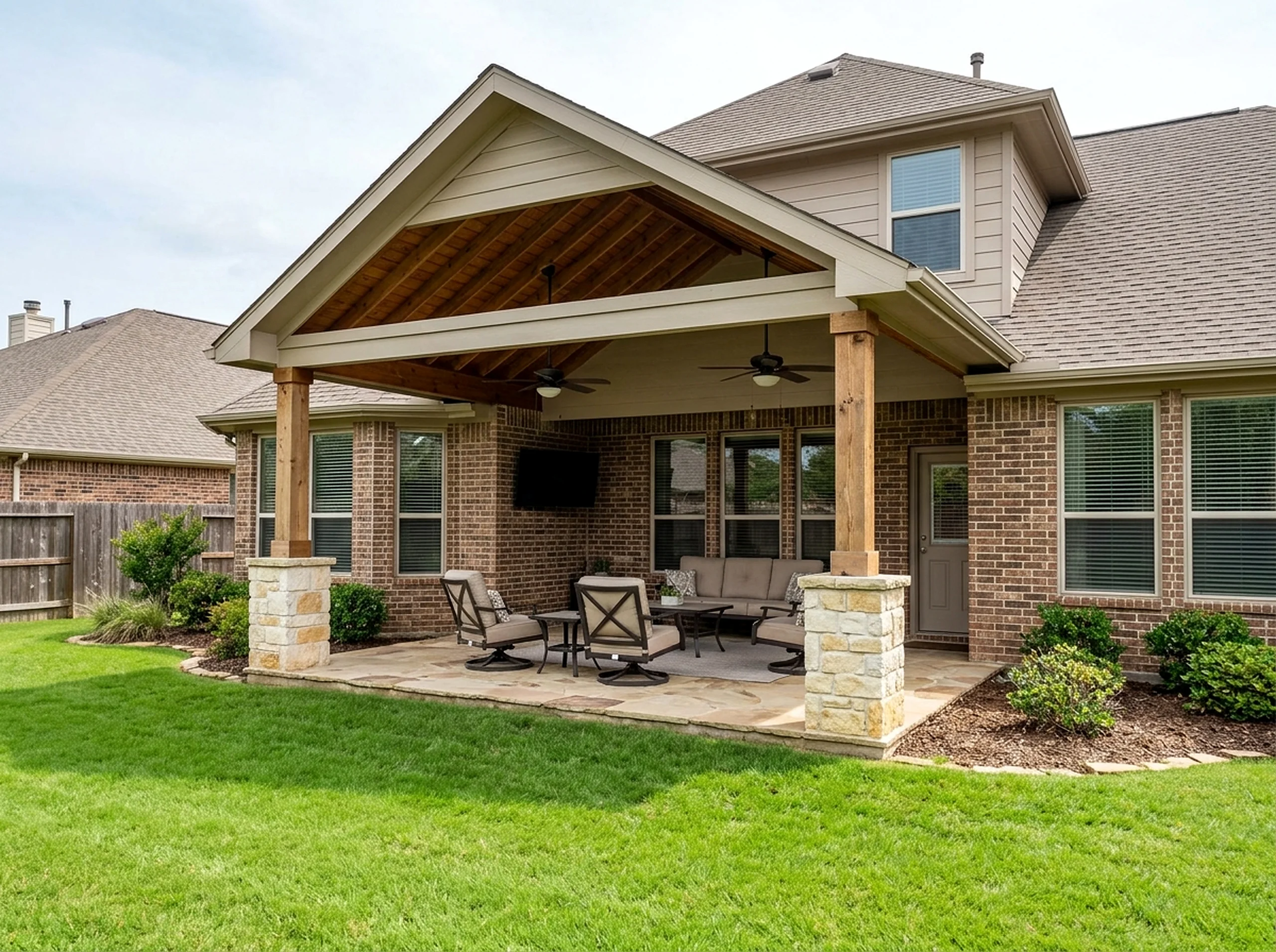 10×12 ft Limestone Solid Luxury Resort Gable Attached patio cover
