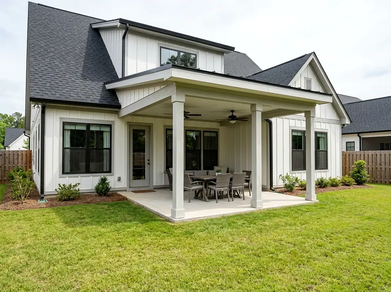 10×12 ft White Solid Modern Farmhouse Flat / shed Attached patio cover