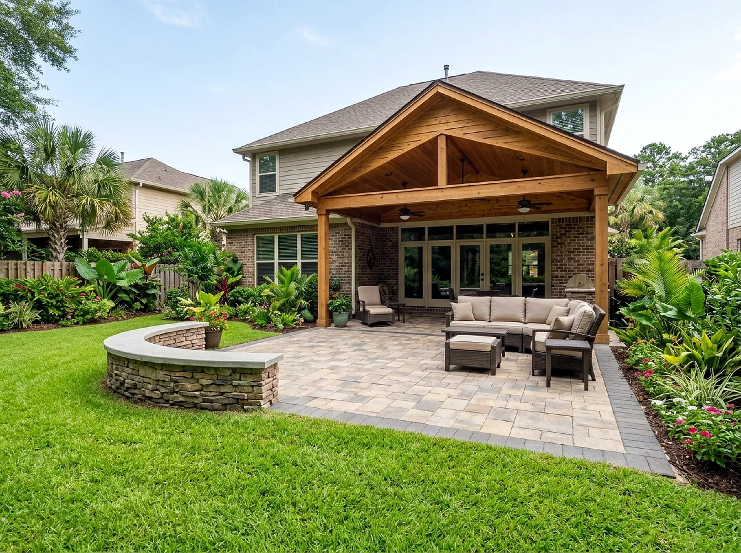 600 sq ft Natural cedar Pavers Tropical pavers & patio