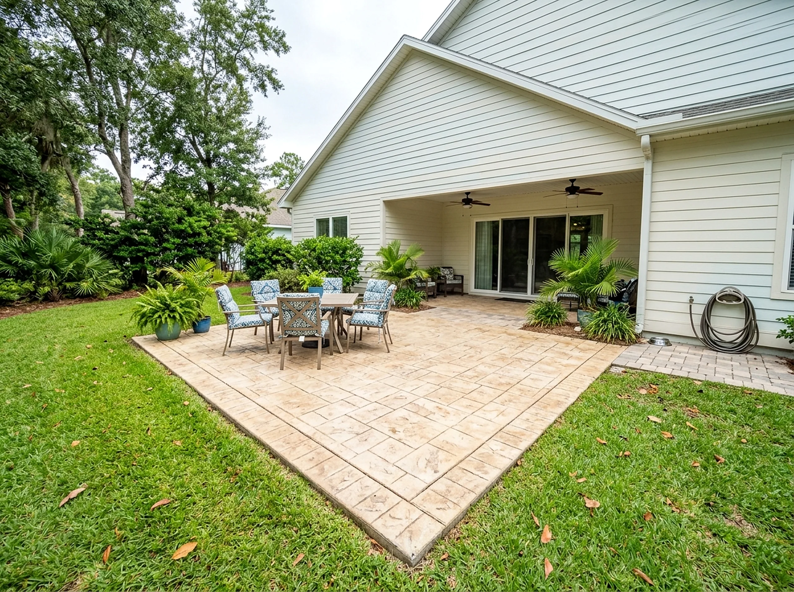 200 sq ft Limestone Stamped Coastal pavers & patio