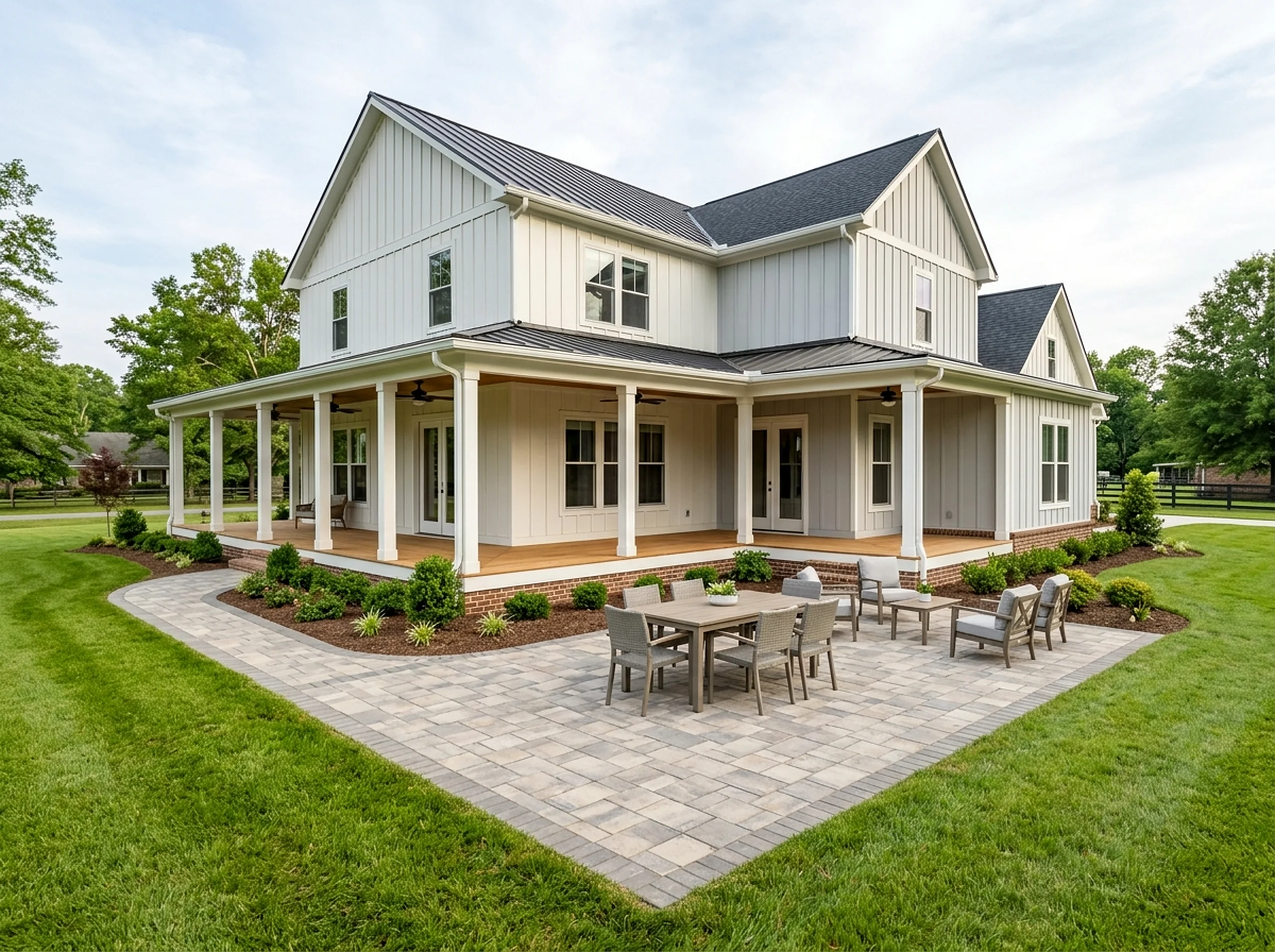 400 sq ft White Pavers Farmhouse pavers & patio