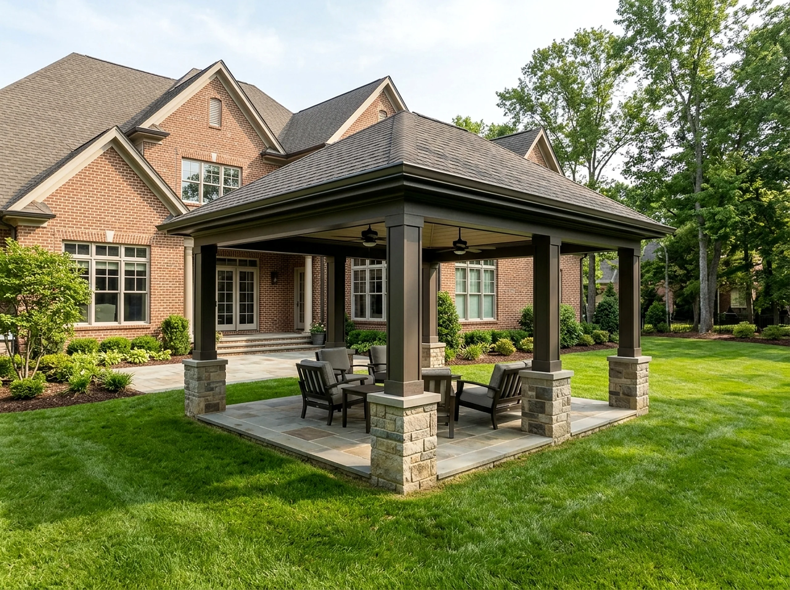 12×16 ft Charcoal Insulated Traditional Hip Freestanding pavilion