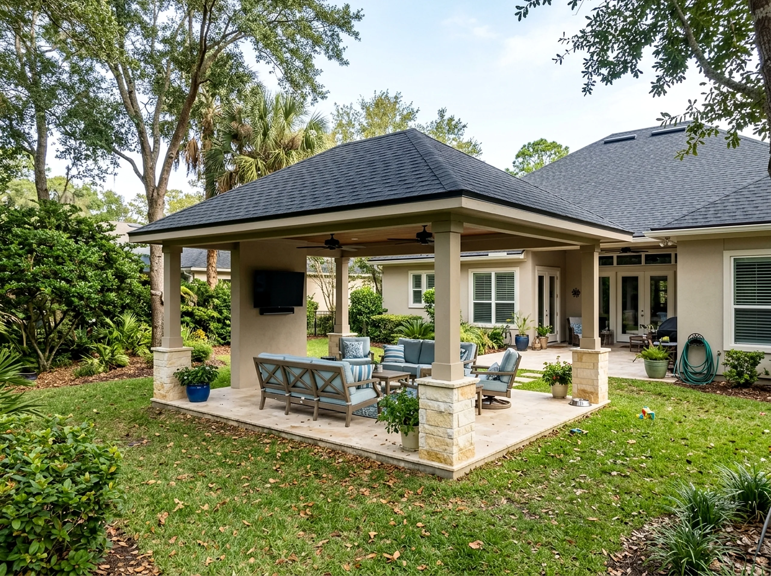 16×24 ft Limestone Insulated Coastal Hip Freestanding pavilion