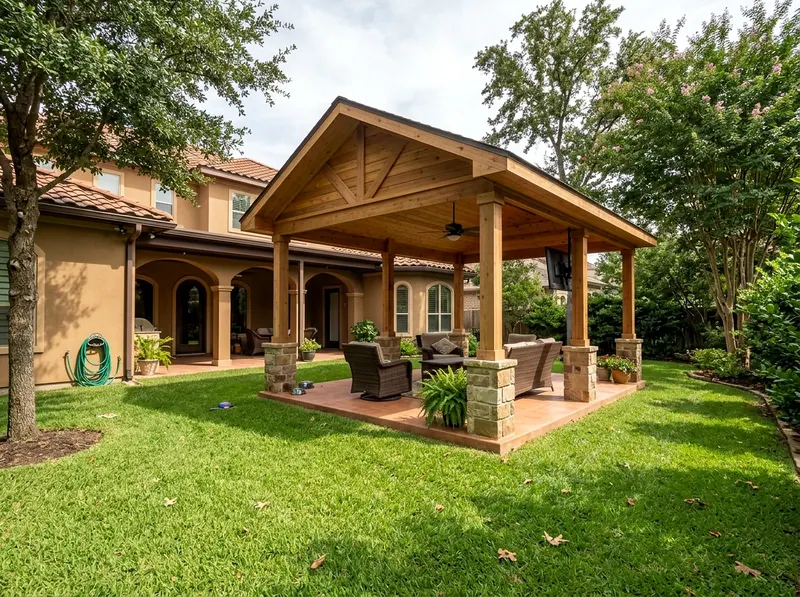 14×20 ft Natural cedar Solid Mediterranean Gable Freestanding pavilion