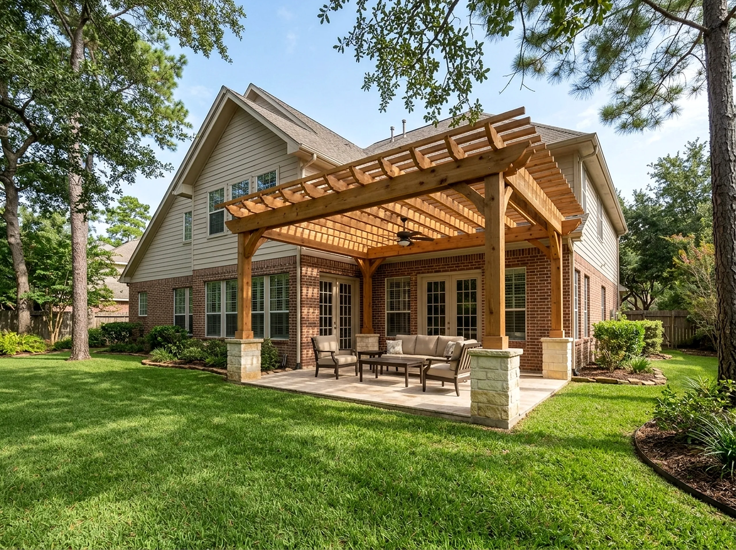 120 sq ft Limestone Cedar Luxury Resort Open pergola