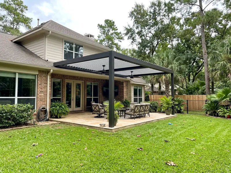 300 sq ft Limestone Louvered Tropical Louvered pergola