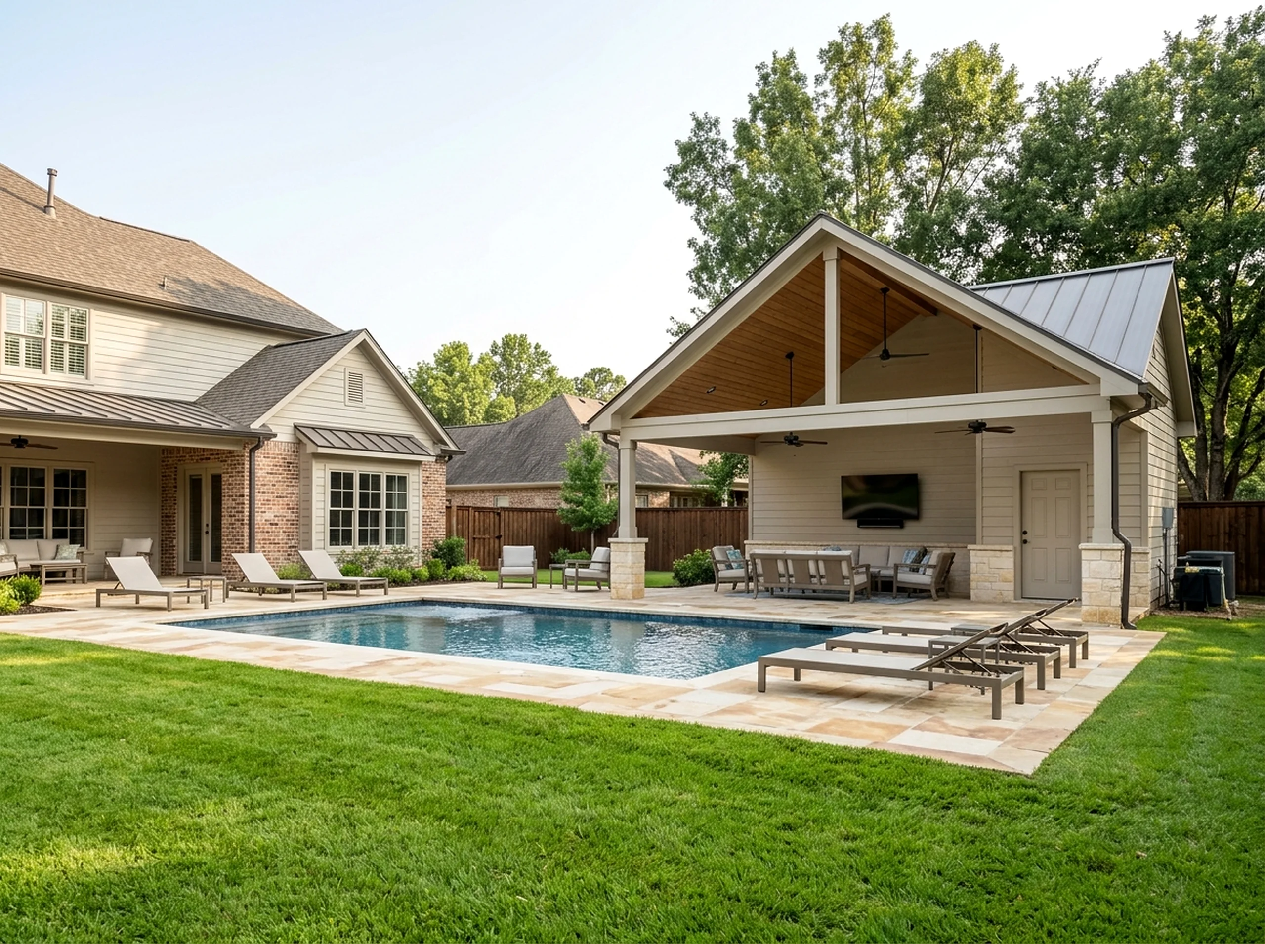 Smaller yard Limestone Open Luxury Resort pool house