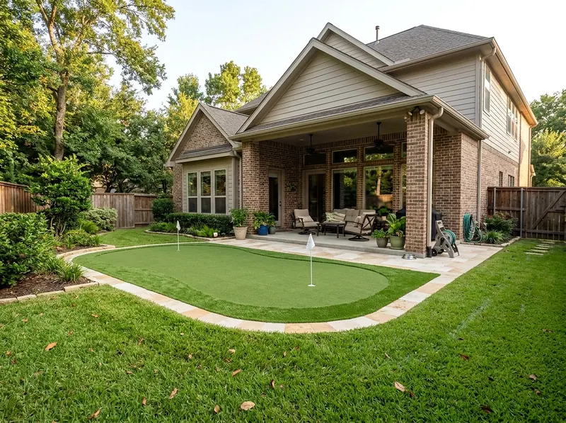 200 sq ft Limestone Contoured green Modern putting green