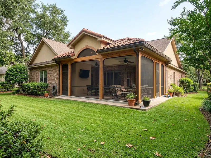450 sq ft Natural cedar Screen room Mediterranean screen room