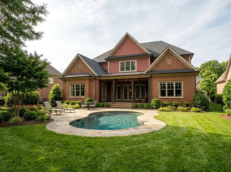 Smaller yard Charcoal Standard finish Traditional shotcrete pool