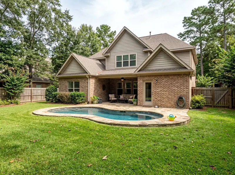 Smaller yard Charcoal Value finish Modern shotcrete pool