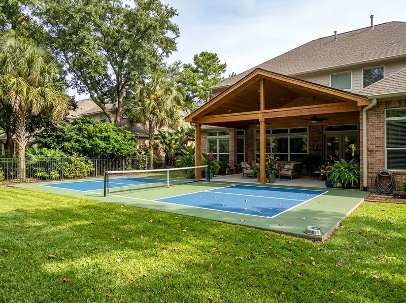 Large Natural cedar Pickleball Tropical sport court
