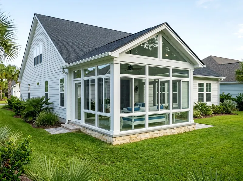 120 sq ft Limestone Four-season Coastal sunroom