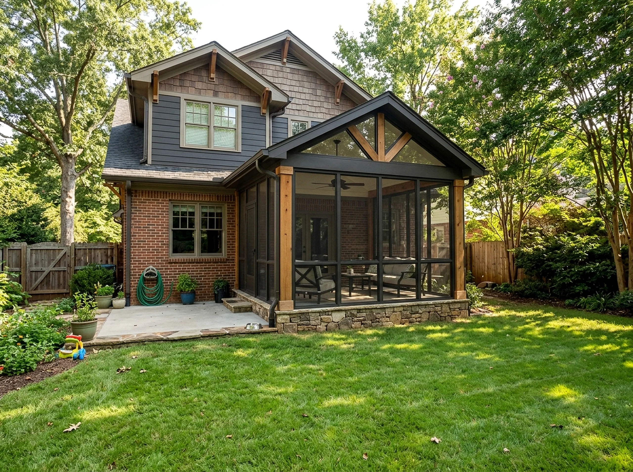 120 sq ft Charcoal Four-season Craftsman sunroom