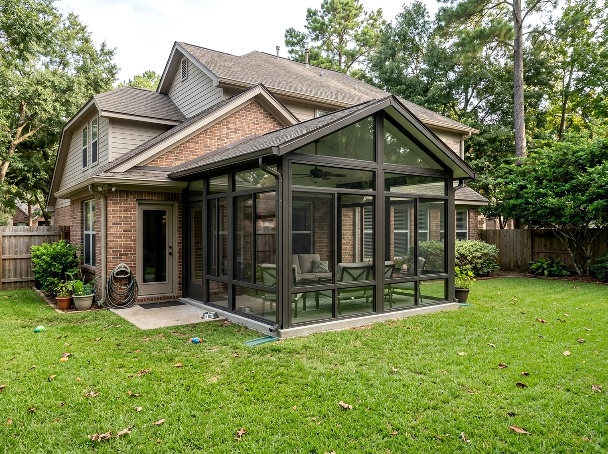 120 sq ft Charcoal Four-season Modern sunroom