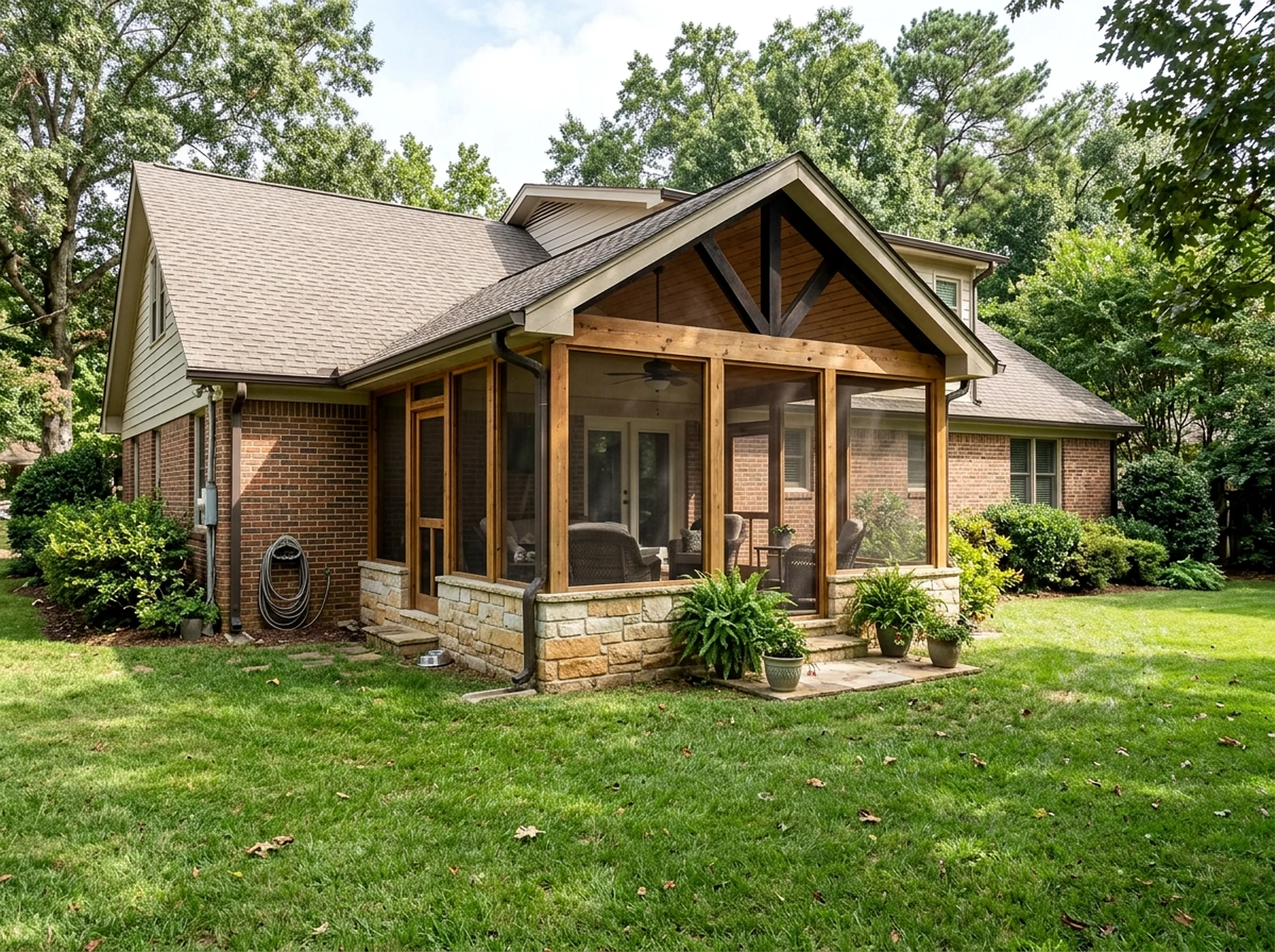 120 sq ft Limestone Three-season Craftsman sunroom