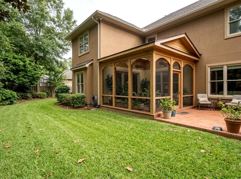 220 sq ft Natural cedar Three-season Mediterranean sunroom