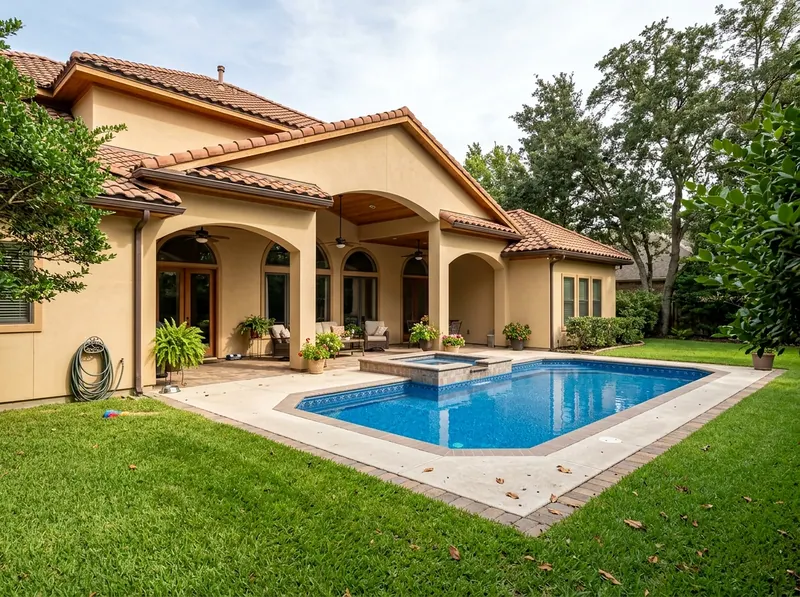 Large yard Natural cedar Standard liner Mediterranean vinyl liner pool