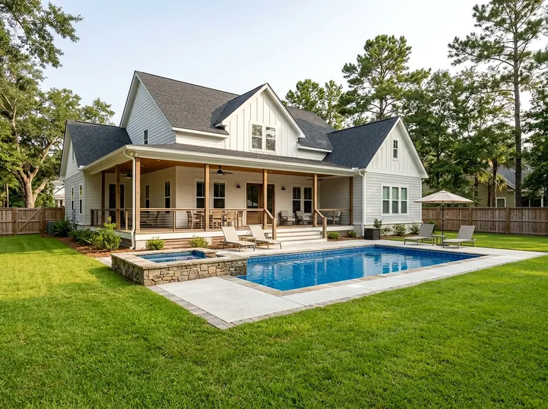 Family yard White Value liner Farmhouse vinyl liner pool
