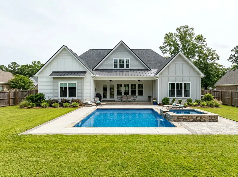 Family yard White Value liner Modern Farmhouse vinyl liner pool