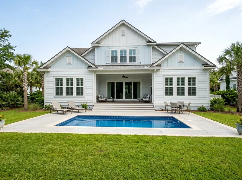 Smaller yard Limestone Value liner Coastal vinyl liner pool