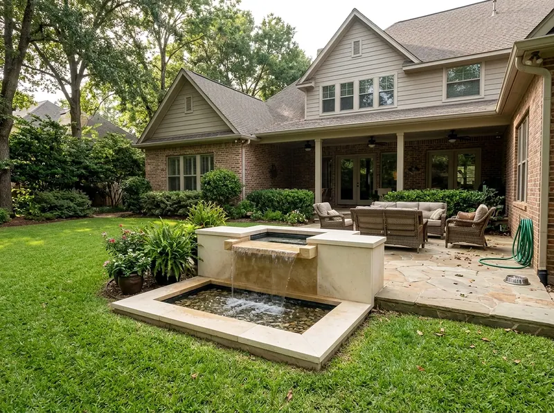 Compact Limestone Waterfall Modern water feature